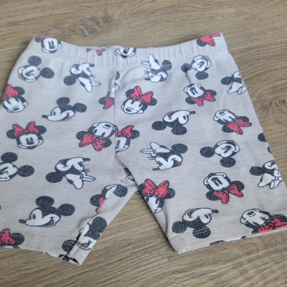 Disney Girls Biker‎ Shorts 2T Gray Cotton Mickey Minnie Mouse Casual